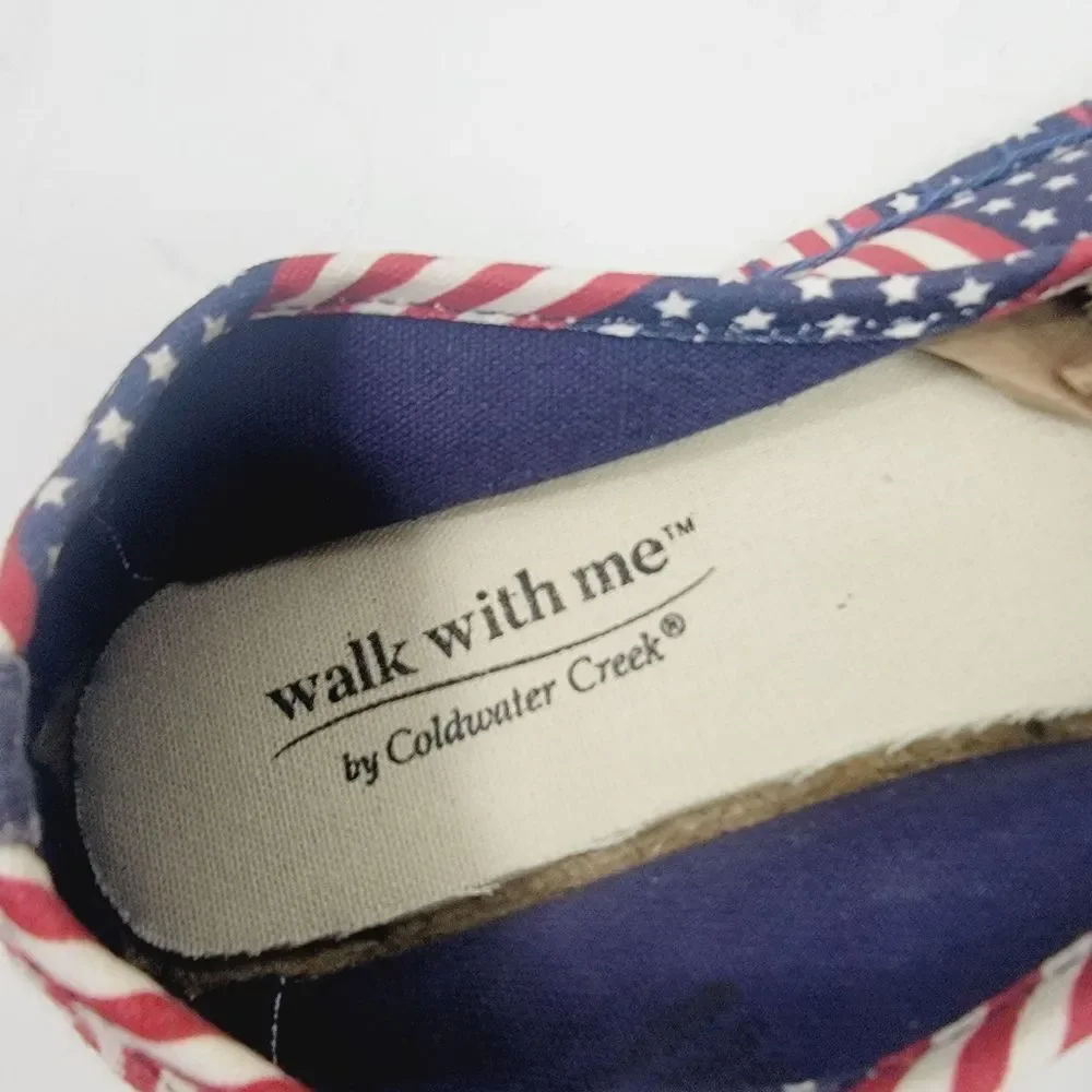 Coldwater Creek Stars and Stripes Americana USA Flag Escape Espadrilles Size 7
